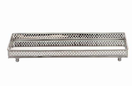 Srebrna prostokątna taca lustrzana Lene Bjerre Bethel 30×14 cm – dekoracyjna