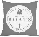 MARYNISTYCZNA POSZEWKA NA PODUSZKĘ BOATS FRENCH HOME - SZARA