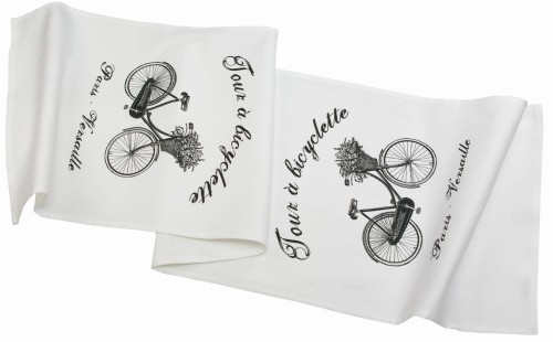 BIEŻNIK NA STÓŁ BICYCLETTE (ROWER) FRENCH HOME 40X145  CM - BIAŁY