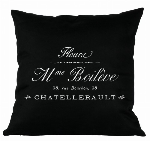 PODUSZKA OZDOBNA MADAME BOILEVE FRENCH HOME - CZARNA