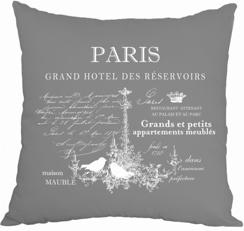 PODUSZKA DEKORACYJNA PARIS FRENCH HOME - SZARY