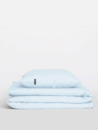POŚCIEL KOMPLET 140X200 CM, 1 x POSZEWKA 50x60 CM PURE HOP DESIGN – PASTELOWY BŁĘKITNY