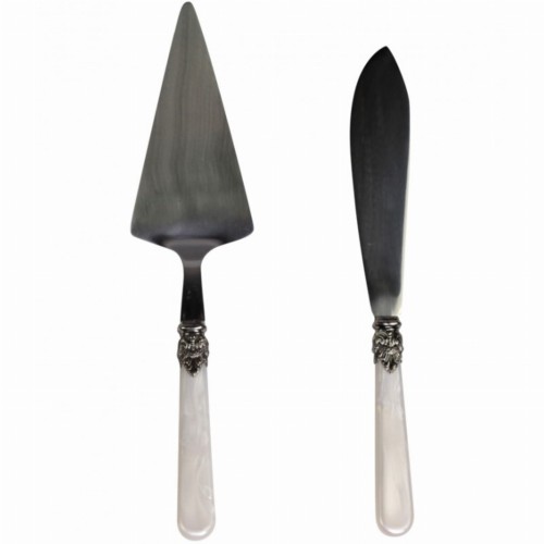ŁOPATKA I NÓŻ DO CIASTA CHIC ANTIQUE - BIAŁE PERŁOWE
