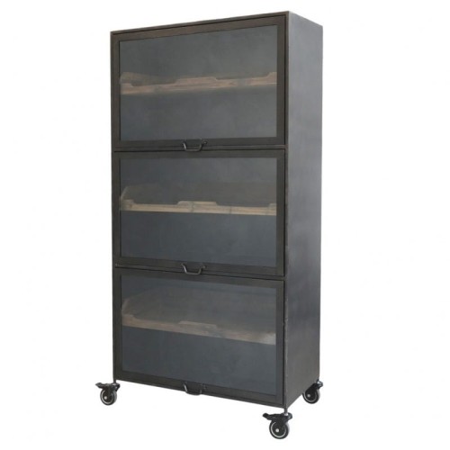 WITRYNA INDUSTRIALNA NA KÓŁKACH FACTORY CHIC ANTIQUE 148 CM - CZARNA