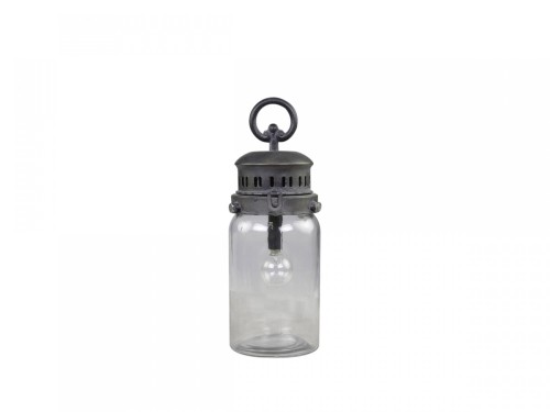 Lampion LED na baterie z timerem 30 cm antyczny czarny metalowy z uchwytem Chic Antique