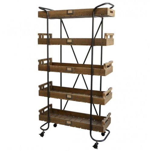 INDUSTRIALNY REGAŁ NA KÓŁKACH CHIC ANTIQUE 156 CM - METALOWY