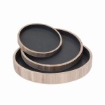 TACE DREWNIANE OKRĄGŁE KOMPLET 3 SZT.  - CZARNE