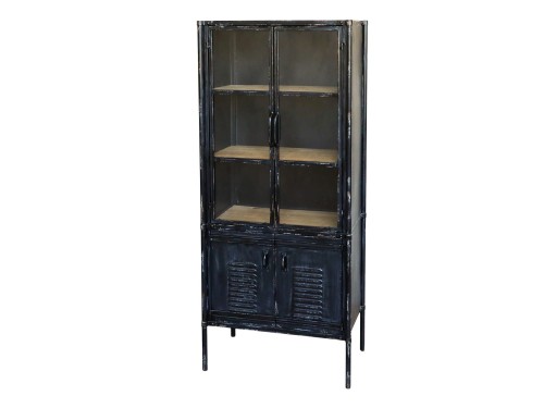 METALOWA WITRYNA CHIC ANTIQUE 140 CM - CZARNA