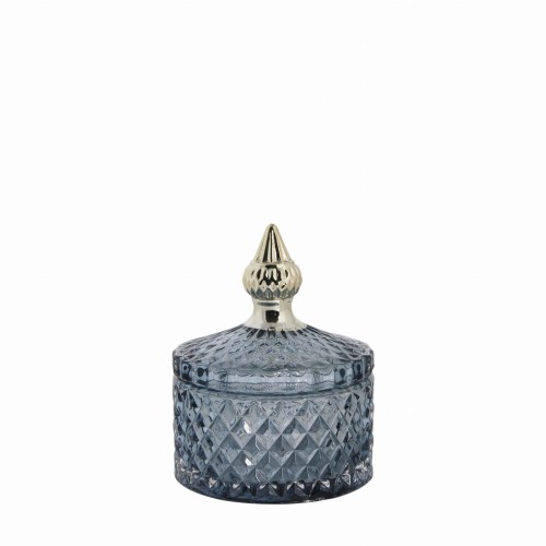 POJEMNIK DEKORACYJNY / SZKLANA SZKATUŁKA MIYA LENE BJERRE 10,5 CM - NIEBIESKI (JASNY)