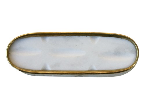 GAŁKA MARMUROWA/ UCHWYT MEBLOWY CHIC ANTIQUE 5,5 CM - OWALNA, BIAŁA & ZŁOTA