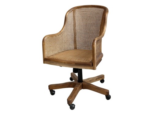 KRZESŁO / FOTEL BIUROWY NA KÓŁKACH WYPLATANY CHIC ANTIQUE - RATTANOWY