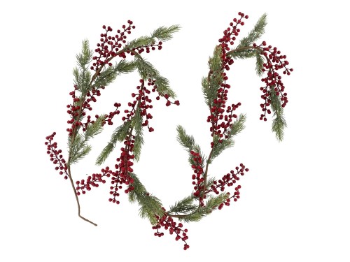 Girlanda Świąteczna z Czerwonymi Jagodami 190 cm Chic Antique Fleur – Zielona Dekoracja Bożonarodzeniowa