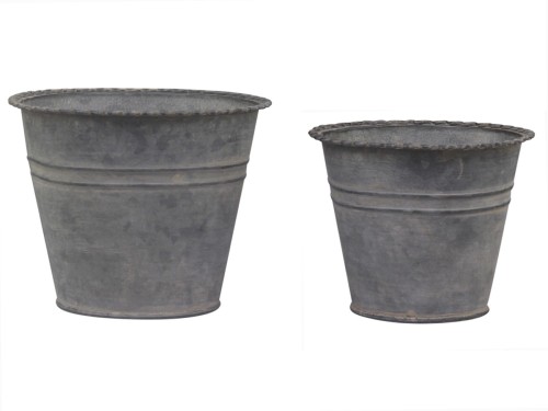 METALOWE DONICZKI /  OSŁONKI NA KWIATY 2 SZT. CHIC ANTIQUE 10 CM - ANTYCZNE SZARE (CYNOWE)