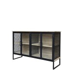 SZAFKA SZKLANA / KOMODA VENCE CHIC ANTIQUE 80x121x38 CM - ANTYCZNY CZARNY
