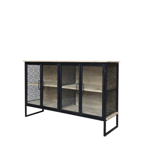 SZAFKA SZKLANA / KOMODA VENCE CHIC ANTIQUE 80x121x38 CM - ANTYCZNY CZARNY