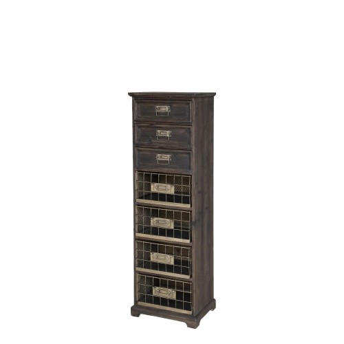 KOMODA Z SIEDMIOMA SZUFLADAMI 139x43x31,5 CM - CIEMNY NATURALNY