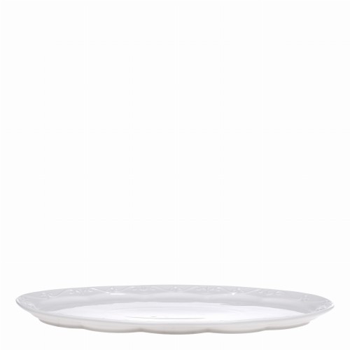 Porcelanowa owalna taca / półmisek Chic Antique Provence 40x20 cm – biały, styl prowansalski