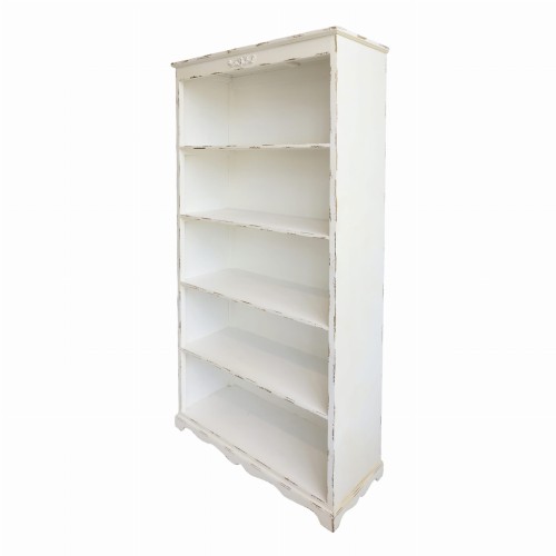 POSTARZANY REGAŁ W STYLU FRANCUSKIM Z 5 PÓŁKAMI CHIC ANTIQUE 200x106x39 CM - BIAŁY