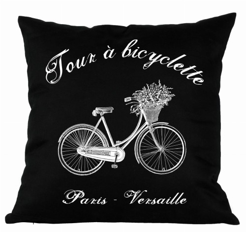 PODUSZKA DEKORACYJNA BICYCLETTE (ROWER) FRENCH HOME - CZARNA