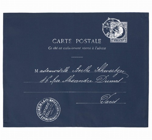 SERWETY NA STÓŁ / PODKŁADKI POD TALERZE 2 SZT.  CARTE POSTALE FRENCH HOME – GRANATOWE