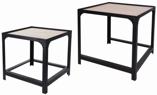 PODWÓJNY STOLIK KAWOWY / ŁAWA KOMPLET 2 SZT. - CZARNY, ROZKŁADANY