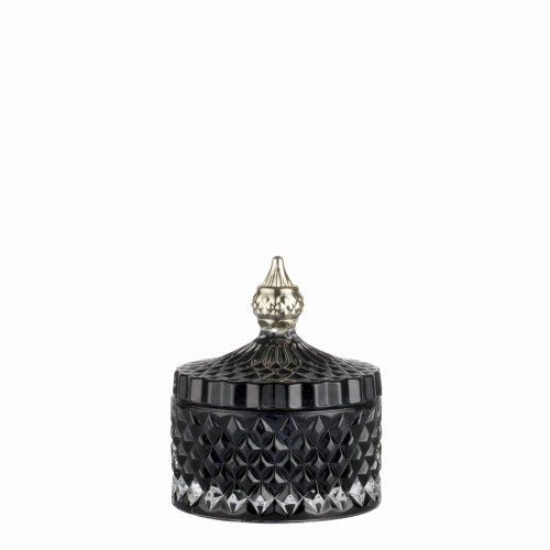 POJEMNIK DEKORACYJNY / SZKLANA SZKATUŁKA MIYA LENE BJERRE 10,5 CM - CIEMNY SZARY (TORFOWY)