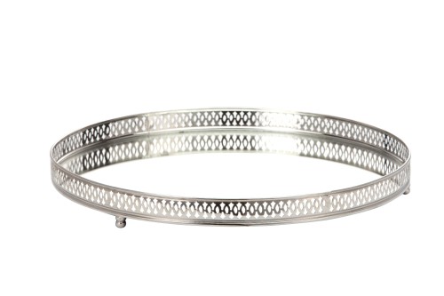 Srebrna okrągła taca lustrzana Lene Bjerre Bethel 36 cm – dekoracyjna