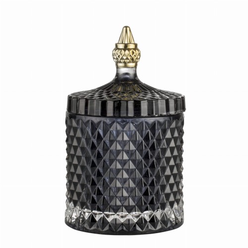 POJEMNIK DEKORACYJNY / SZKLANA SZKATUŁKA MIYA LENE BJERRE 17,5 CM - CIEMNY SZARY (TORFOWY)