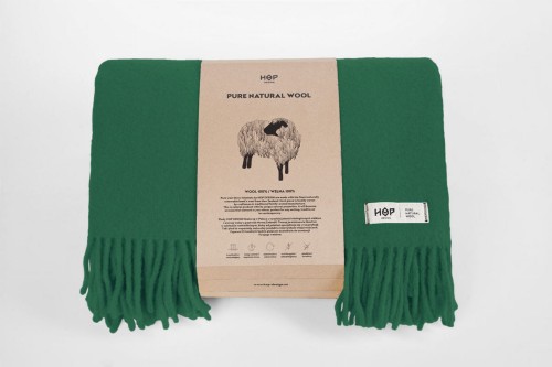 KOC WEŁNIANY YETI HOP DESIGN 145x205 CM - BUTELKOWY ZIELONY