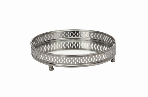 Srebrna okrągła taca lustrzana Lene Bjerre Bethel 16 cm – dekoracyjna